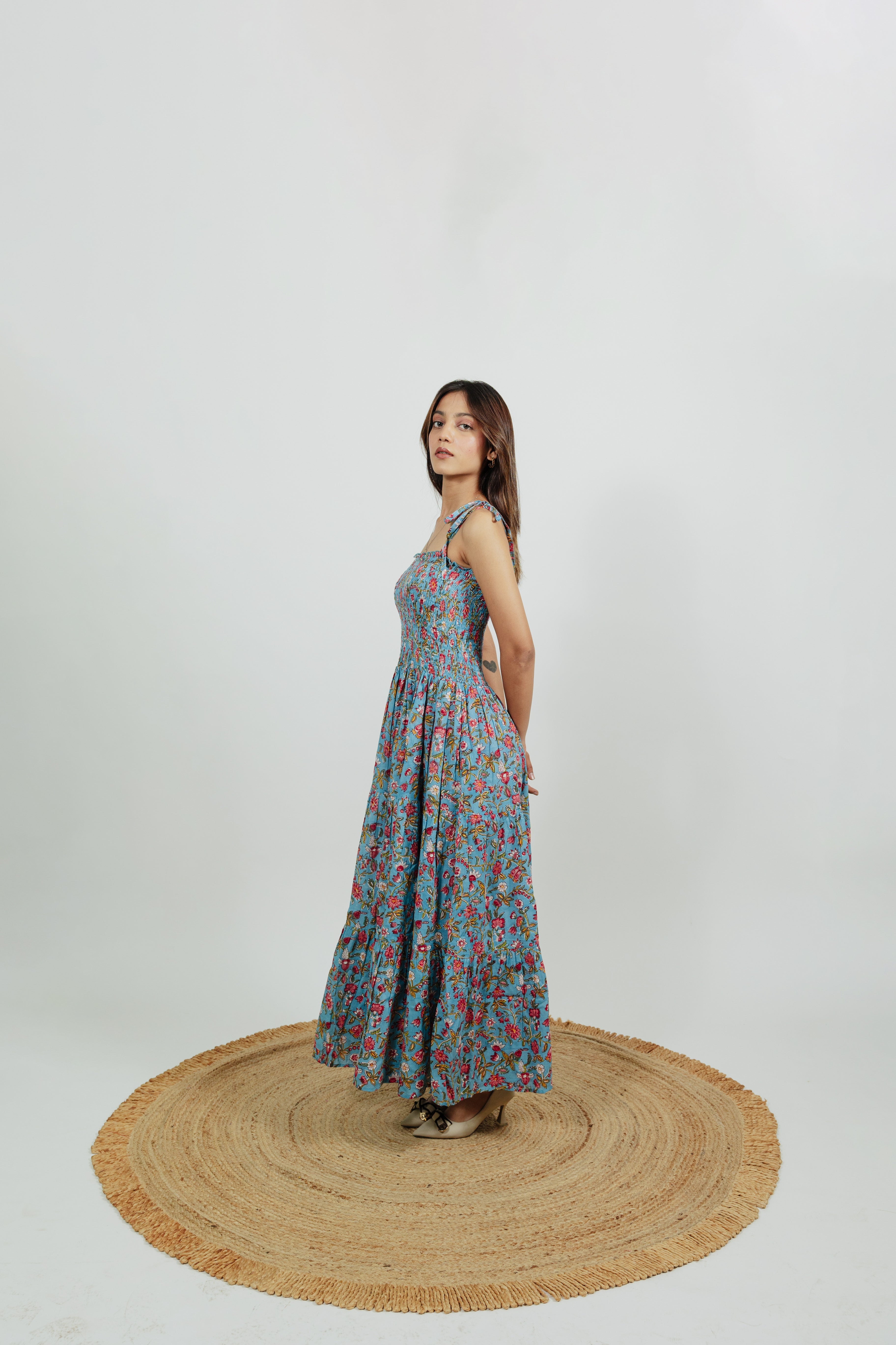 Twines Of Sky Rainbow Smocked Dress