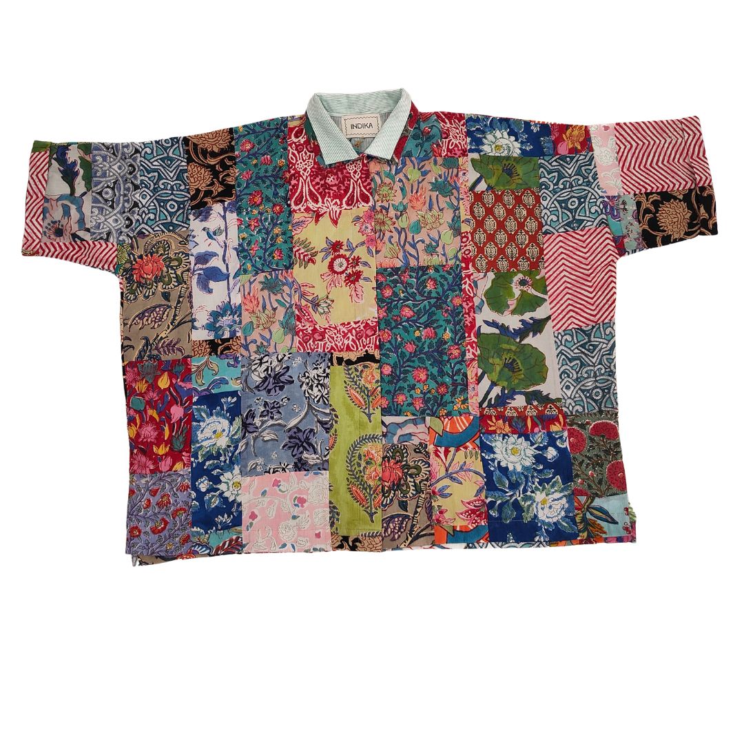 トップス Embroidery Patchwork Shirts diy patchwork shirt design