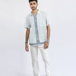 Diamond Garden Men's Shirt in Blue - Indika