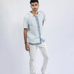 Diamond Garden Men's Shirt in Blue - Indika