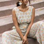 Floral Reflections Jumpsuit In Green - Indika