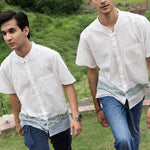Jailhouse Flower Men's Shirt In Blue - Indika