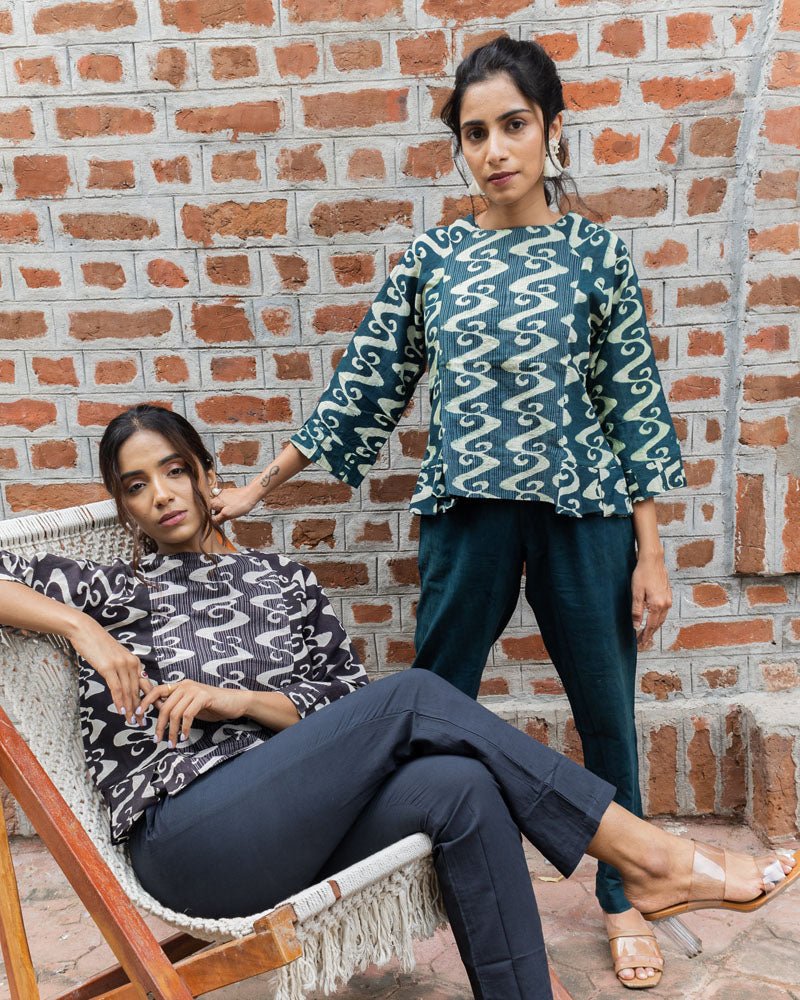Meandering Streams In Black Co-ord Set - Indika