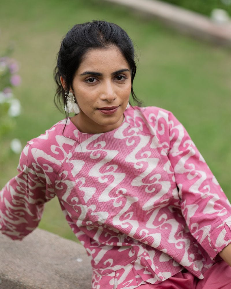 Meandering Streams In Pink Co-ord Set - Indika