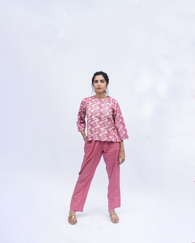 Meandering Streams In Pink Co-ord Set - Indika