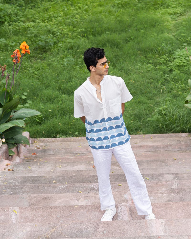 The Horizon Men's Shirt In Blue - Indika