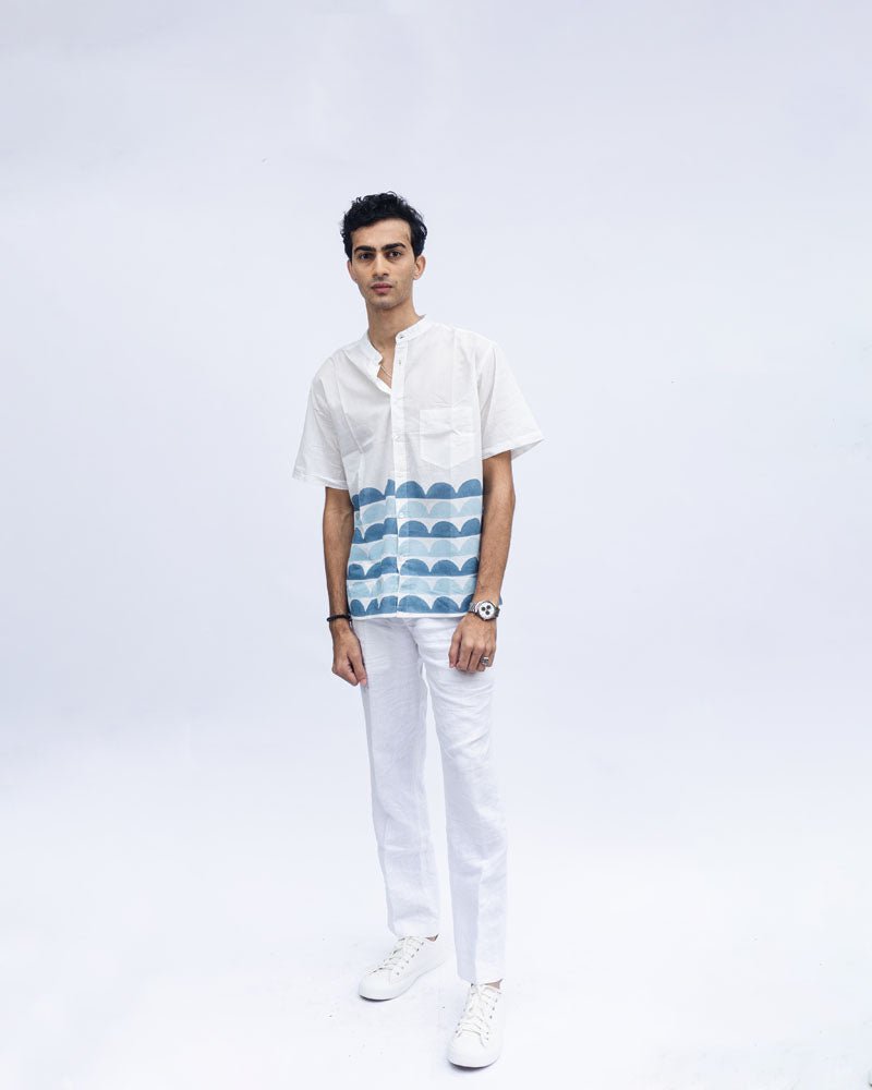 The Horizon Men's Shirt In Blue - Indika